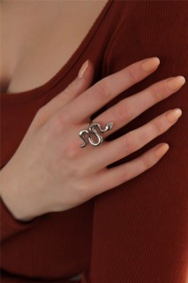 Jewelry & Watches - Adjustable Silver Color Snake Ring 100326562 - Turkey
