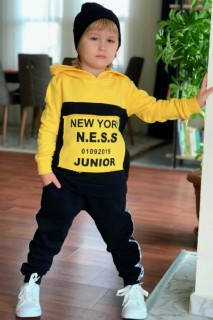 Boy Clothing - بدلة رياضية ولادي نيويورك بيريه هودي صفراء 100327059 - Turkey