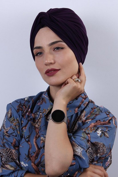 Woman Bonnet & Turban - Dolama Mütze Lila - Turkey
