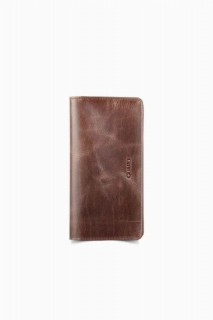 Wallet - محفظة جلدية للرجال / النساء مع إدخال للهاتف - بني عتيق 100345655 - Turkey