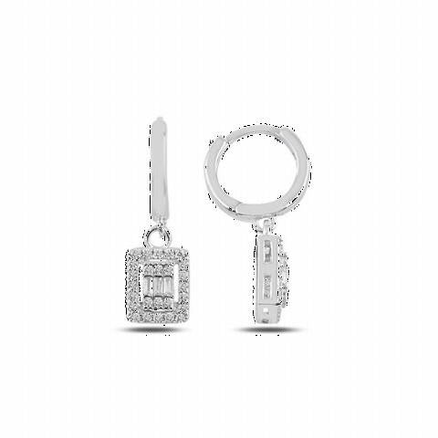 Jewelry & Watches - Sterling Silver Earrings With Baguette Stone 100347085 - Turkey