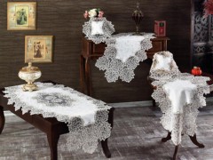 Living room Table Set - Aysima Velvet Cord Ensemble de salon 5 pièces Crème 100329376 - Turkey