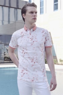 Men Clothing - Men's Cinnamon Printed Polo Neck Dynamic Fit Comfortable T-Shirt 100351436 - Turkey