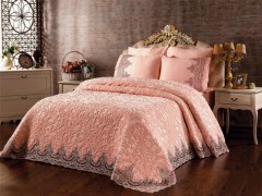 Bedding - French Guipure Elvin Blanket Set Powder 100258519 - Turkey