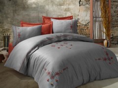 Sapphire Embroidered Cotton Satin Double Duvet Cover Set Beige 100331446