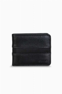 Wallet - Black Sport Striped Leather Men's Wallet 100345318 - Turkey