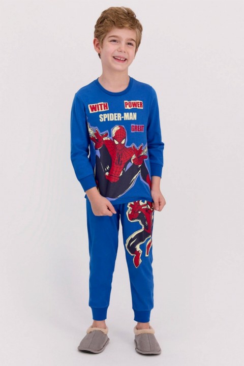 Boy Licensed Spider-Man Printed Blue Tracksuit Suit 100326926