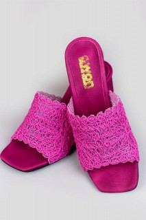 Slipper - Flufy Fuchsia Knitted Slippers 100343489 - Turkey