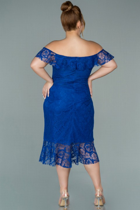 Evening Dress Boat Neck Lace Midi Plus Size Evening Dress 100298131