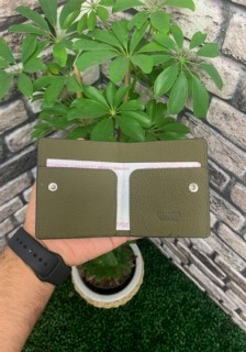 Guard Khaki Green Flip Design Leather Card Holder 100345305