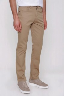 Mens Beige Summer Dobby Cotton 5 Pockets Dynamic Fit Casual Fit Trousers 100350868