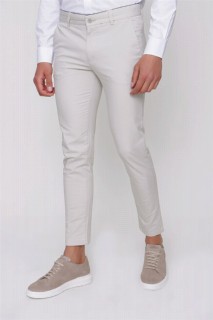 Men - Men's Stone Cotton Side Pocket Slim Fit Slim Fit Trousers 100351386 - Turkey