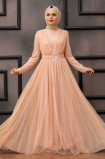 Evening & Party Dresses - فستان سهرة حجاب لون زهري سلمون 100337658 - Turkey