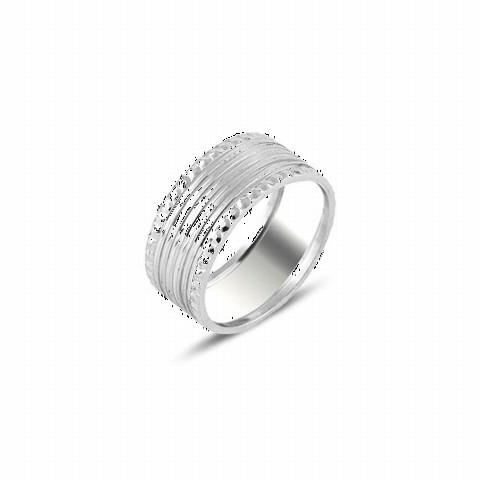 Men - Simple Line Motif 925 Sterling Silver Wedding Ring 100346988 - Turkey