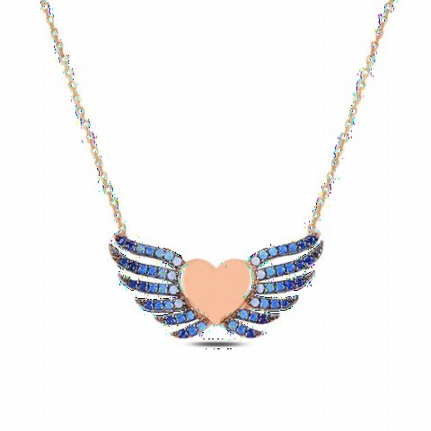 jewelry - Wing Motif Heart Model Women's Sterling Silver Necklace 100347073 - Turkey