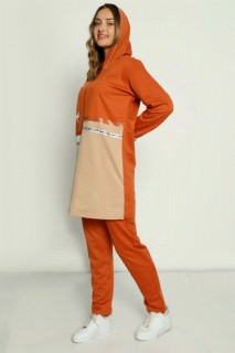 Lingerie & Pajamas - Women's Stone Detailed Hooded Tracksuit Set 100325562 - Turkey
