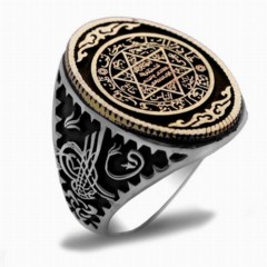 Silver Rings 925 - Sterling Silver Men's Ring With Seal of Solomon 100347776 - Turkey