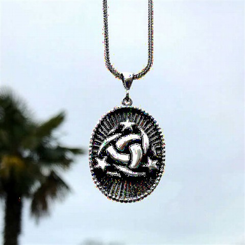 Three Dimensional Special Organization Symbol Silver Necklace 100348316