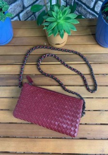 Hand Portfolio - Guard Handmade Small Size Red Genuine Leather Women's Bag 100346245 - Turkey
