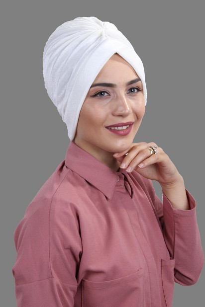 Woman Bonnet & Hijab - فيلفيت نيفرو بونيه وايت - Turkey