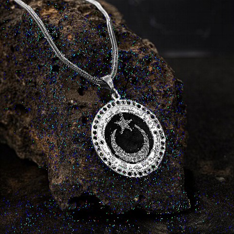 Word-i Tawhid Moon and Star Silver Necklace 100346554
