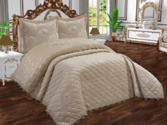 Dowry Bed Sets - Gold Quilted Double Bedspread Cappucino 100330340 - Turkey