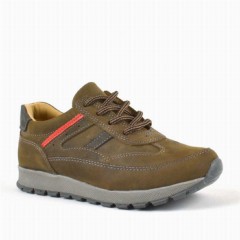 Boy Shoes - کفش ورزشی بند دار پسرانه چرم اصل رنگ شنی 100278828 - Turkey