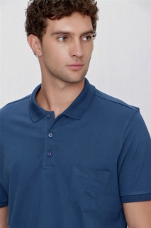 Men's Marine Basic Plain 100% Cotton Oversized Wide Cut Short Sleeve Polo Neck T-Shirt 100350927