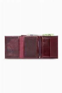 Multi-Compartment Vertical Claret Red Leather Men's Wallet 100346140