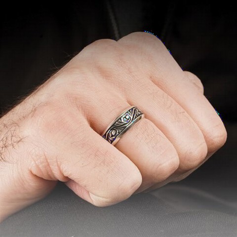 7mm Erzurum Pen Embroidered Silver Wedding Ring 100349779