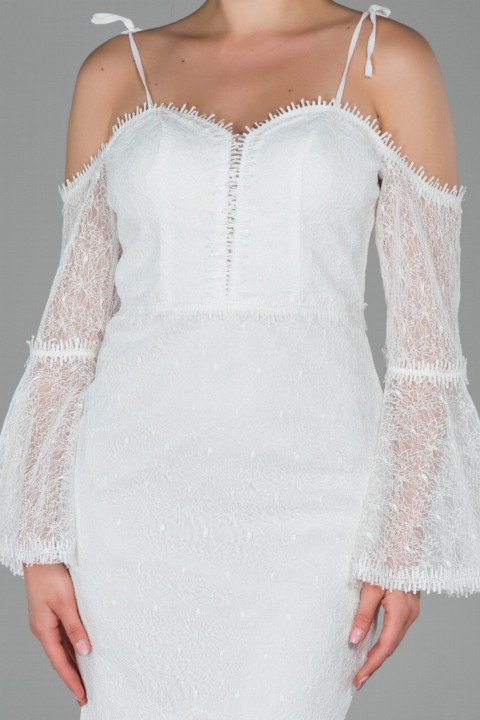 Evening Dress Long Sleeve Midi Lace Invitation Dress 100297349