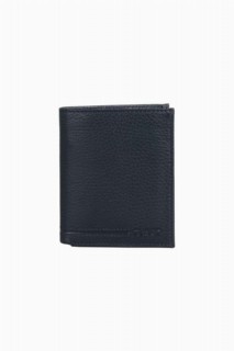 Wallet - Goldies Navy Blue Leather Men's Wallet 100345314 - Turkey