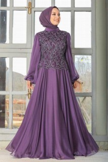 Wedding & Evening - Robe de soirée lila hijab 100335644 - Turkey