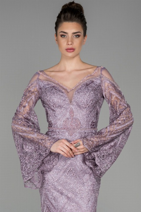 Evening Dress Long Beaded Embroidered V Neck Spanish Long Sleeve Guipure Evening Dress 100296416