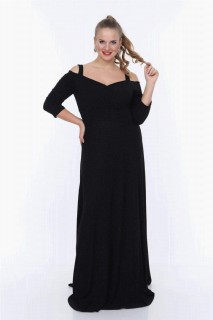 Long evening dress - Plus Size Long Fruco Dress 100276368 - Turkey