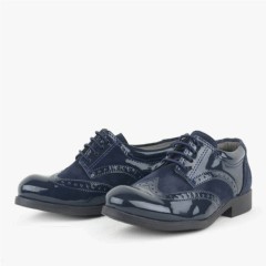 Titan Classic Patent Leather Lace up Boy's School Shoes 100278506