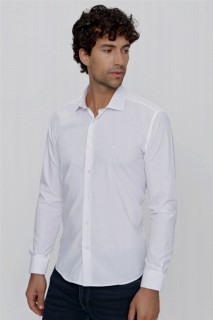 Men's White Basic Slim Fit Slim Fit Shirt 100351026