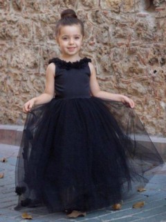 Evening Dress - Girl Rose Detailed Black Evening Dress 100326715 - Turkey