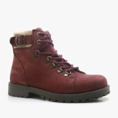 Boy Shoes - Griffon Stiefel aus echtem Leder mit Reißverschluss Dunkelrot Kleine Größe 100278677 - Turkey