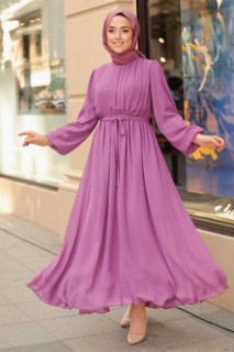 Woman Clothing - Dusty Rose Hijab Dress 100341735 - Turkey