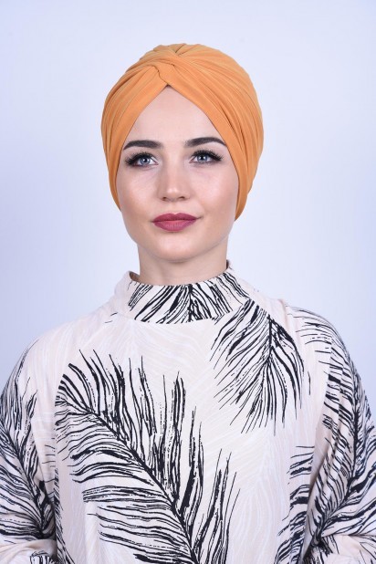 Woman Bonnet & Turban - Vera Outer Bonnet Mustard Yellow 100285685 - Turkey