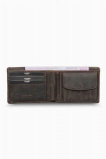 Hidden Card Compartment Antique Brown Genuine Leather Men's Wallet 100346239