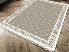 Carpet - Non-Slip Base Digital Print Velvet Carpet Dama Cappucino 150x220 Cm 100260396 - Turkey