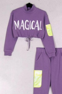 Girl Child Magical Written Lilac Tracksuit Suit 100326942