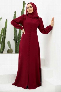 Evening & Party Dresses - Bordeauxrotes Hijab-Abendkleid 100339532 - Turkey