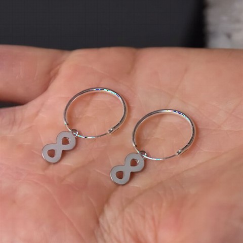 Earrings - أقراط فضة على شكل خاتم إنفينيتي 100350052 - Turkey