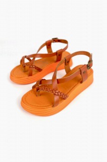 Clara Orange Deri Sandals 100344365