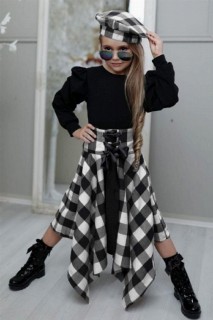 Girls Painter Hat With Asymmetric Cut Black Skirt Suit 100327010