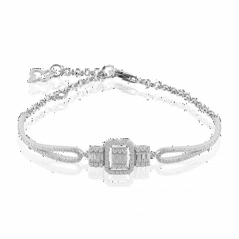 Baguette Stone Women's Silver Bracelet 100347446