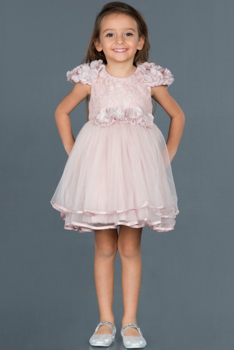 Girl Clothing - Evening Dress Floral Detailed Child Evening Dress 100297708 - Turkey